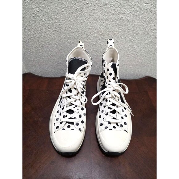 Converse Polka Dot Platform High-Top Sneakers White & Black Canvas Unisex Size 1 - Picture 2 of 15
